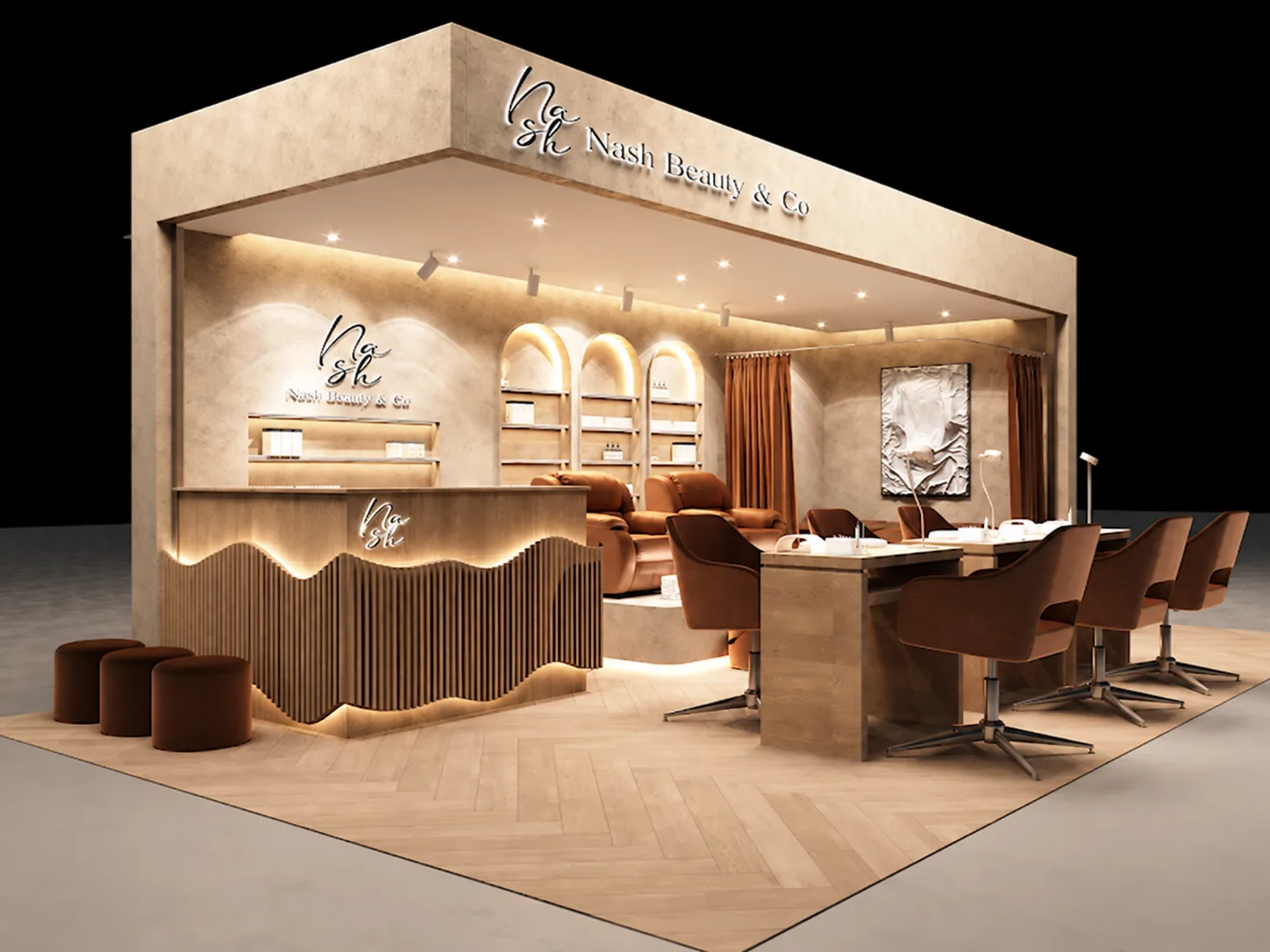 Interior salon kecantikan Nash Beauty & Co di TM Seasons City Jakarta Barat